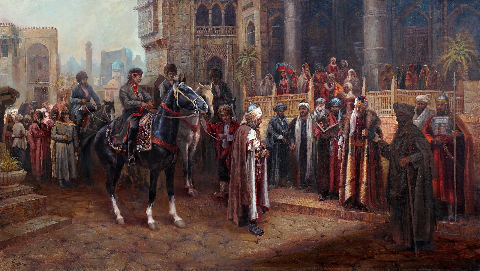 Toyly Tchopanov — Le jeune Jalal ad-Din. Huile sur toile, 102 × 180 cm, 2023