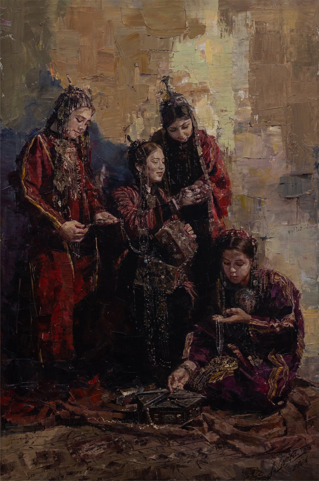 Guntcha Myradova — Les amies. Huile sur toile, 120 × 80 cm, 2024