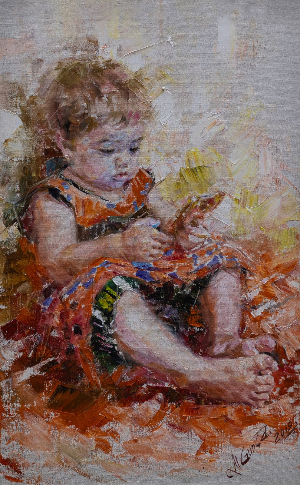 Guntcha Myradova — Portrait de Leyli. Huile sur toile, 80 × 50 cm, 2019