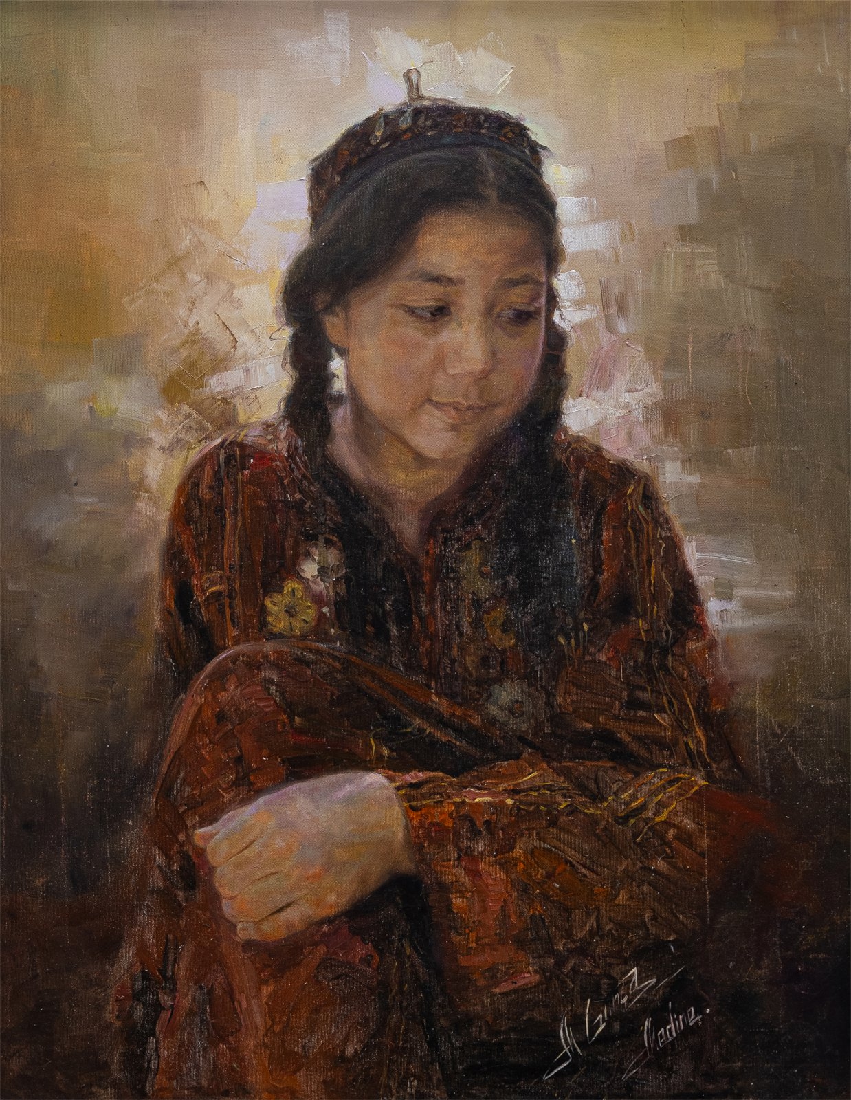 Guntcha Myradova — Portrait de Medine. Huile sur toile, 90 × 70 cm, 2019