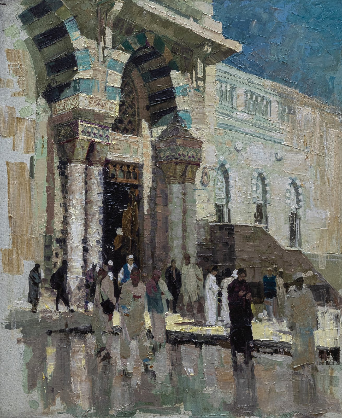 Azat Myradov — La mosquée du Prophète. Huile sur toile, 65 × 54 cm, 2025
