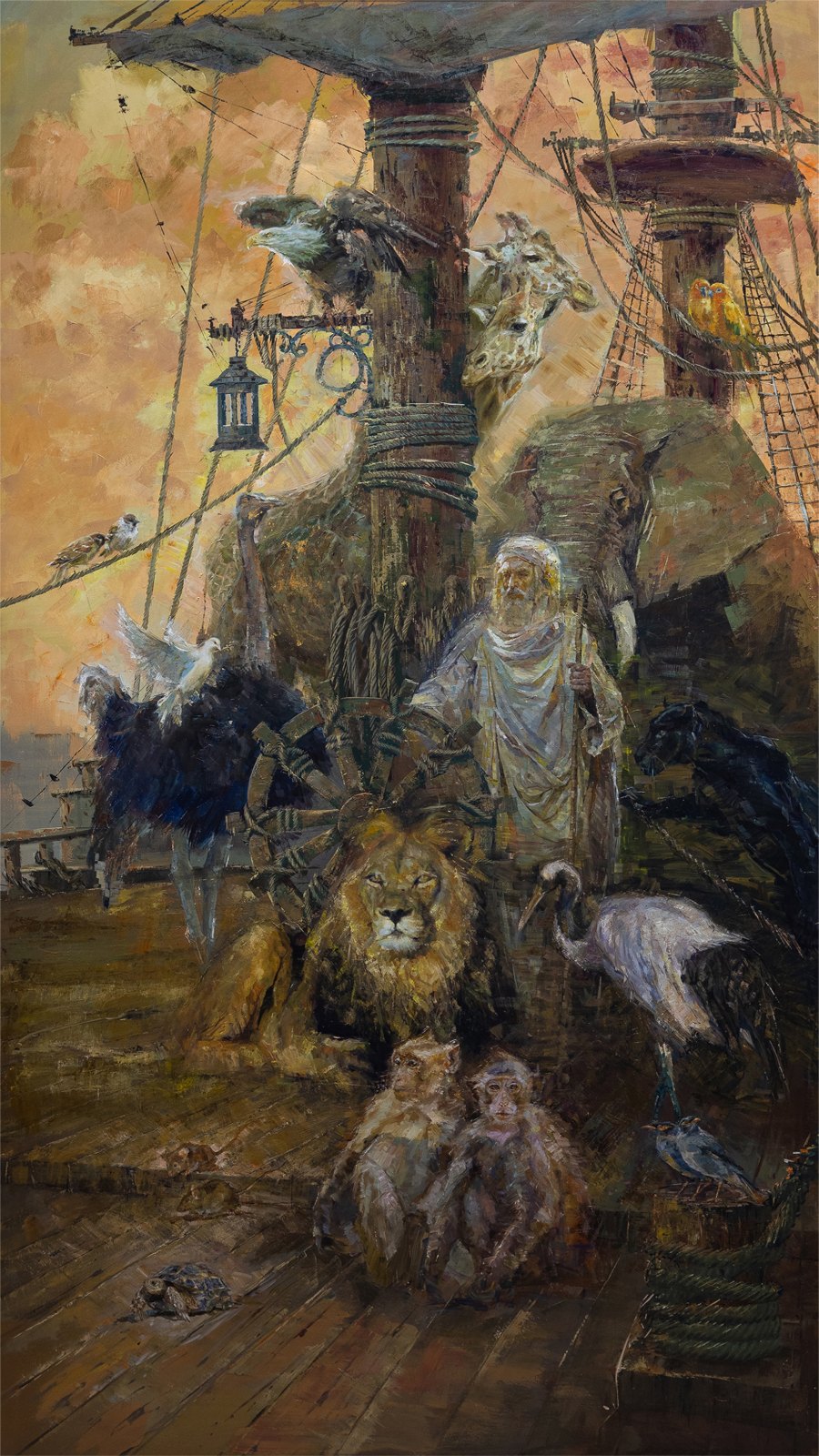 Azat Myradov — L’Arche de Noé. Huile sur toile, 250 × 140 cm, 2020