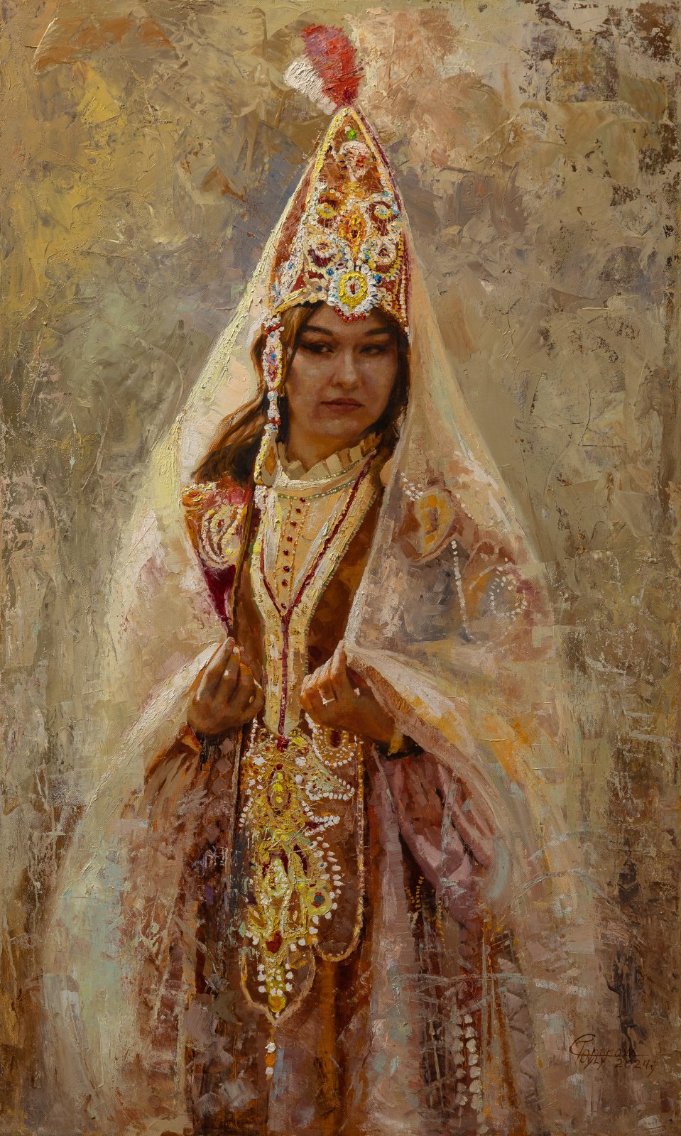 Toyly Tchopanov — Jeune fille ouzbèke. Huile sur toile, 100 × 60 cm, 2024