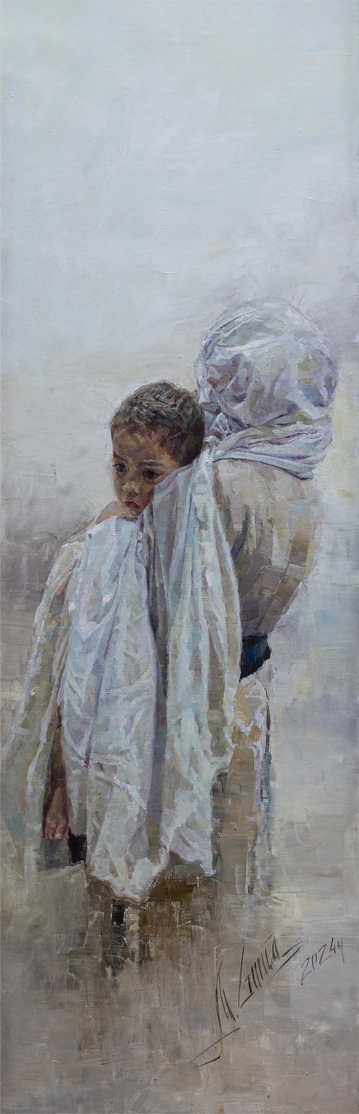 Guntcha Myradova — Amour pur. Huile sur toile, 200 × 65 cm, 2024