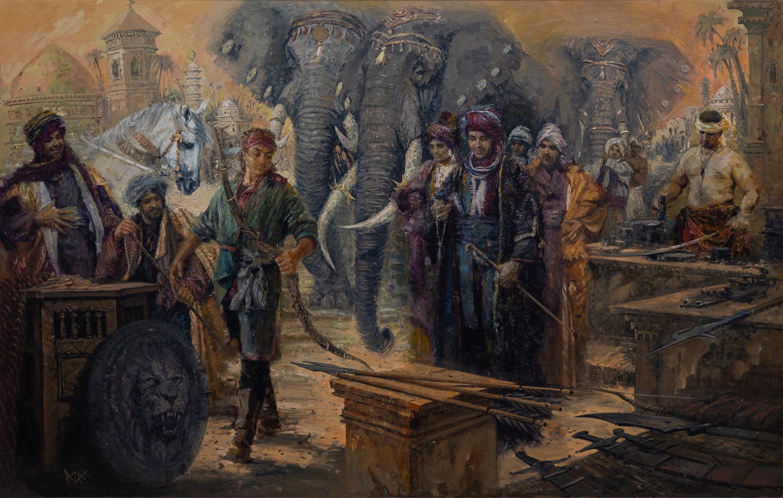 Azat Myradov — L’épreuve de Rovshen. Huile sur toile, 160 × 250 cm, 2019