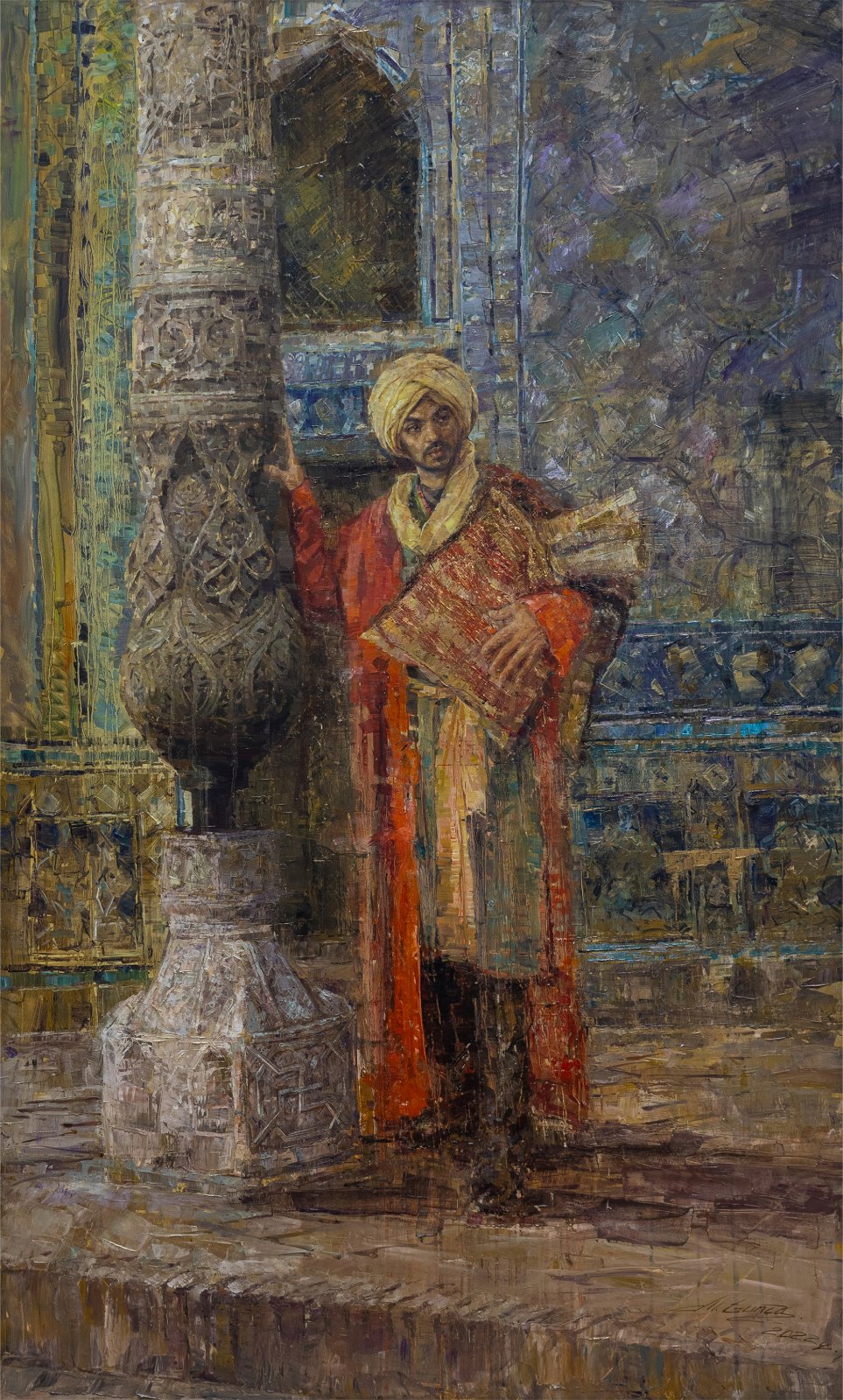 Guntcha Myradova — Le beau Shirgazy. Huile sur toile, 200 × 120 cm, 2022