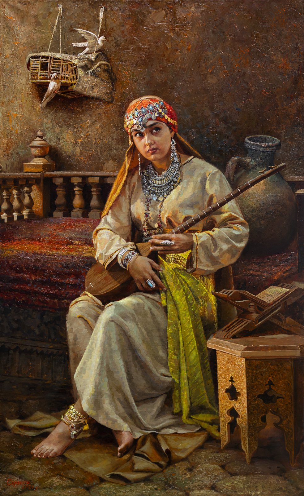 Toyly Tchopanov — Jeune fille d’Orient. Huile sur toile, 115 × 70 cm, 2026